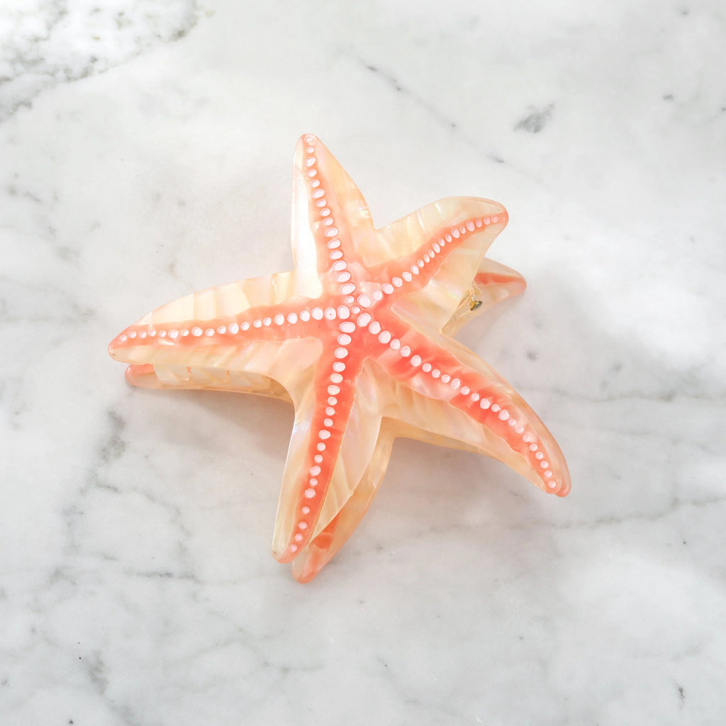 Starfish Large Hair Clip, Coral