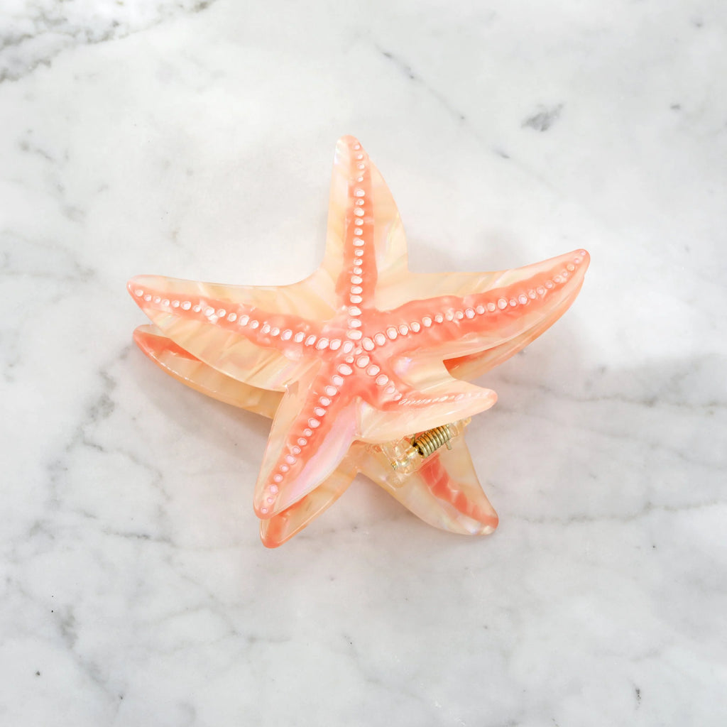 Starfish Large Hair Clip, Coral