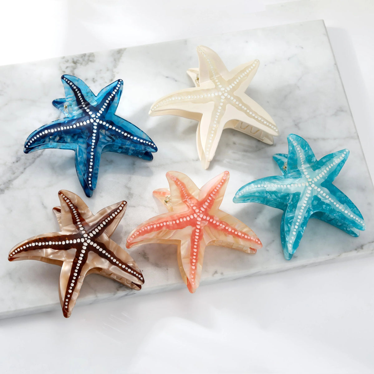 Starfish Large Hair Clip, Coral