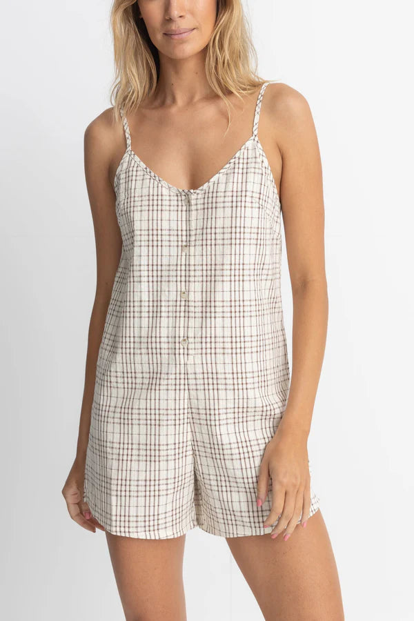 Rhythm Rumi Check Romper Natural