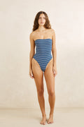 Rhythm Vista Stripe Strapless One Piece Dark Blue