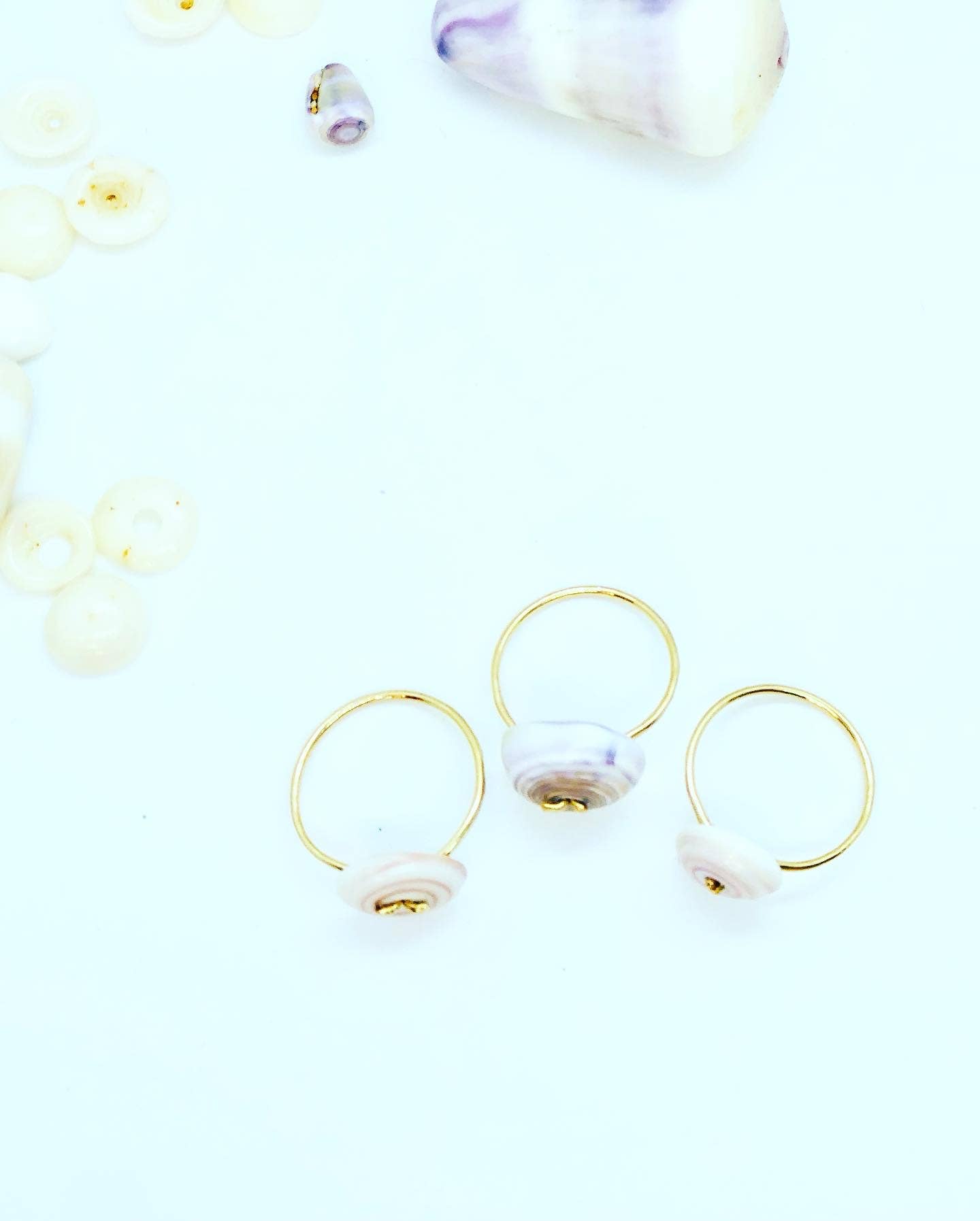 Puka Shell Gold Band Rings: Small