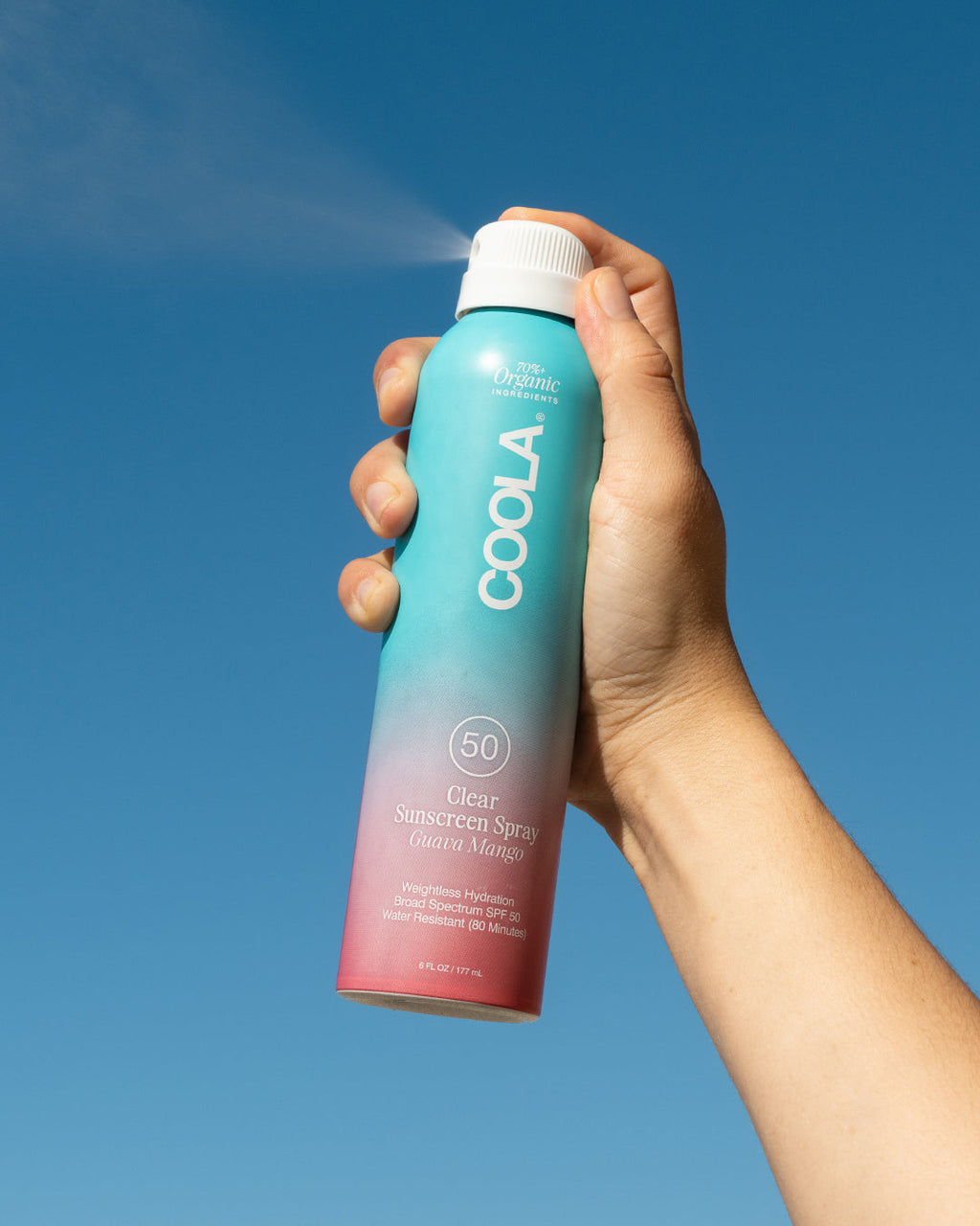 COOLA Clear Sunscreen Spray SPF 50 Guava Mango 2 oz