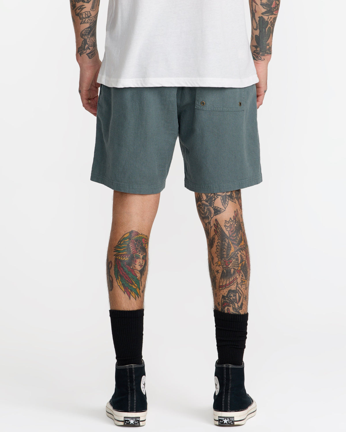RVCA Sands Elastic 17 Short Balsam Green on model back