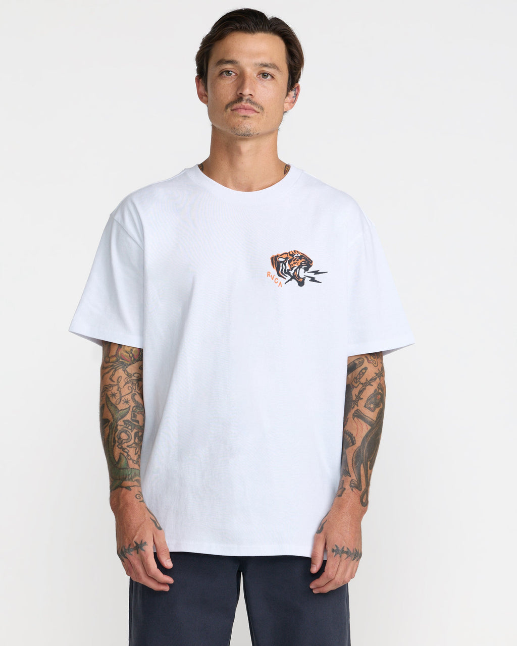 RVCA Bengal Supply Tee White on model front