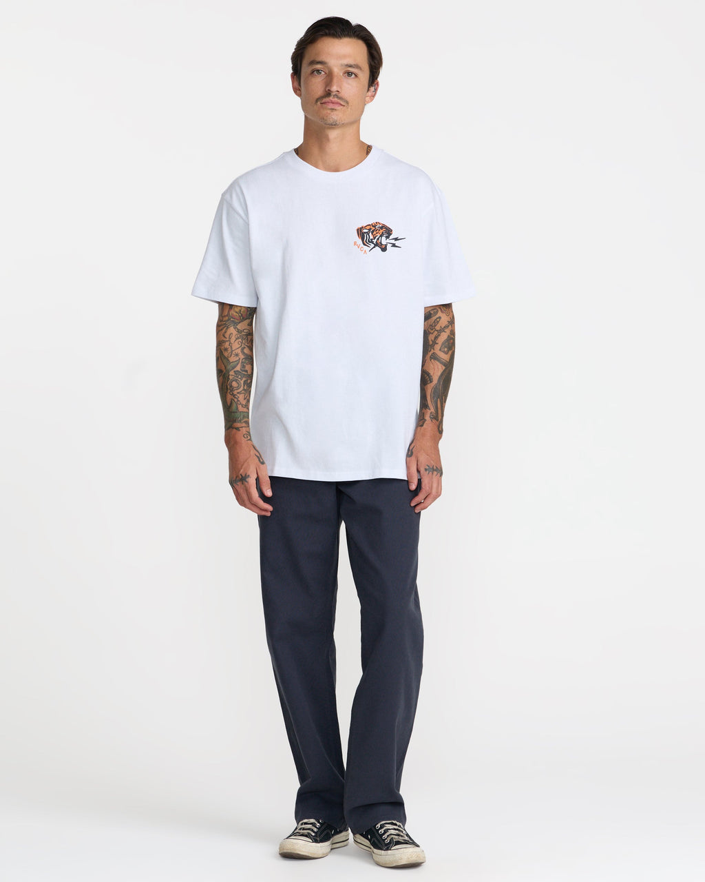 RVCA Bengal Supply Tee White on model