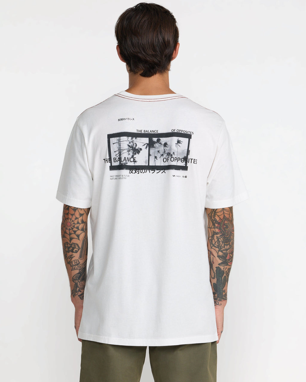 RVCA Palm Reel SS Tee Antique White on model back