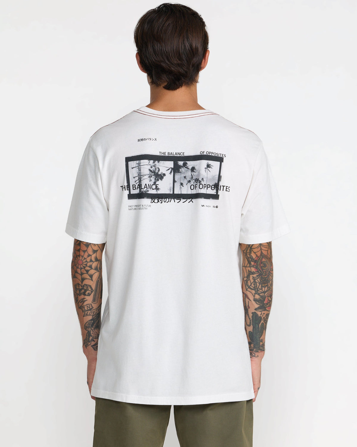 RVCA Palm Reel SS Tee Antique White on model back
