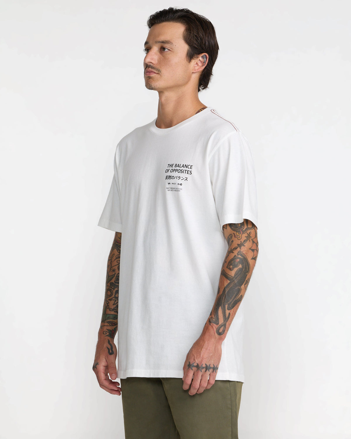 RVCA Palm Reel SS Tee Antique White on model side