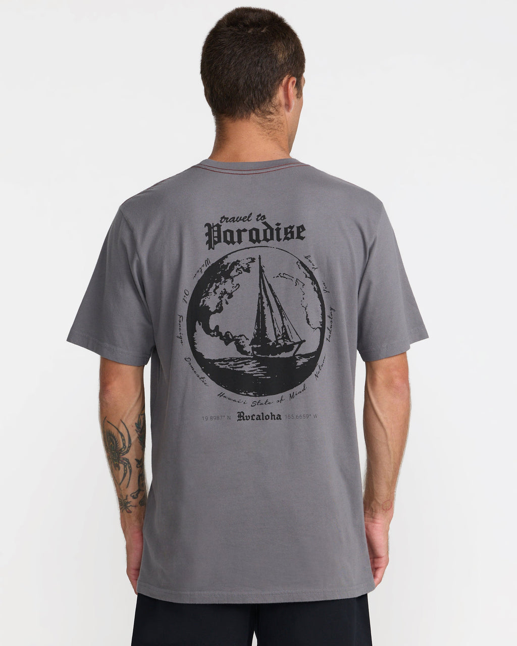 RVCA Endless Journey SS Tee Smoke on model back