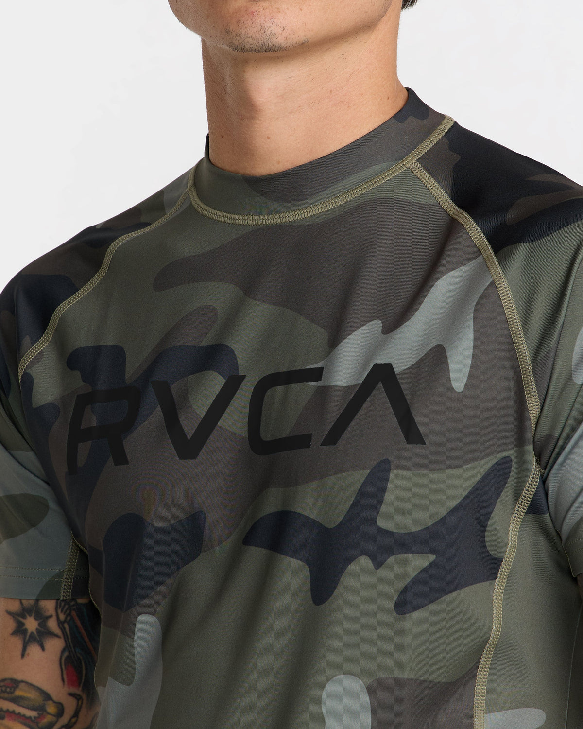 RVCA Short Sleeve Rashguard Camo detail