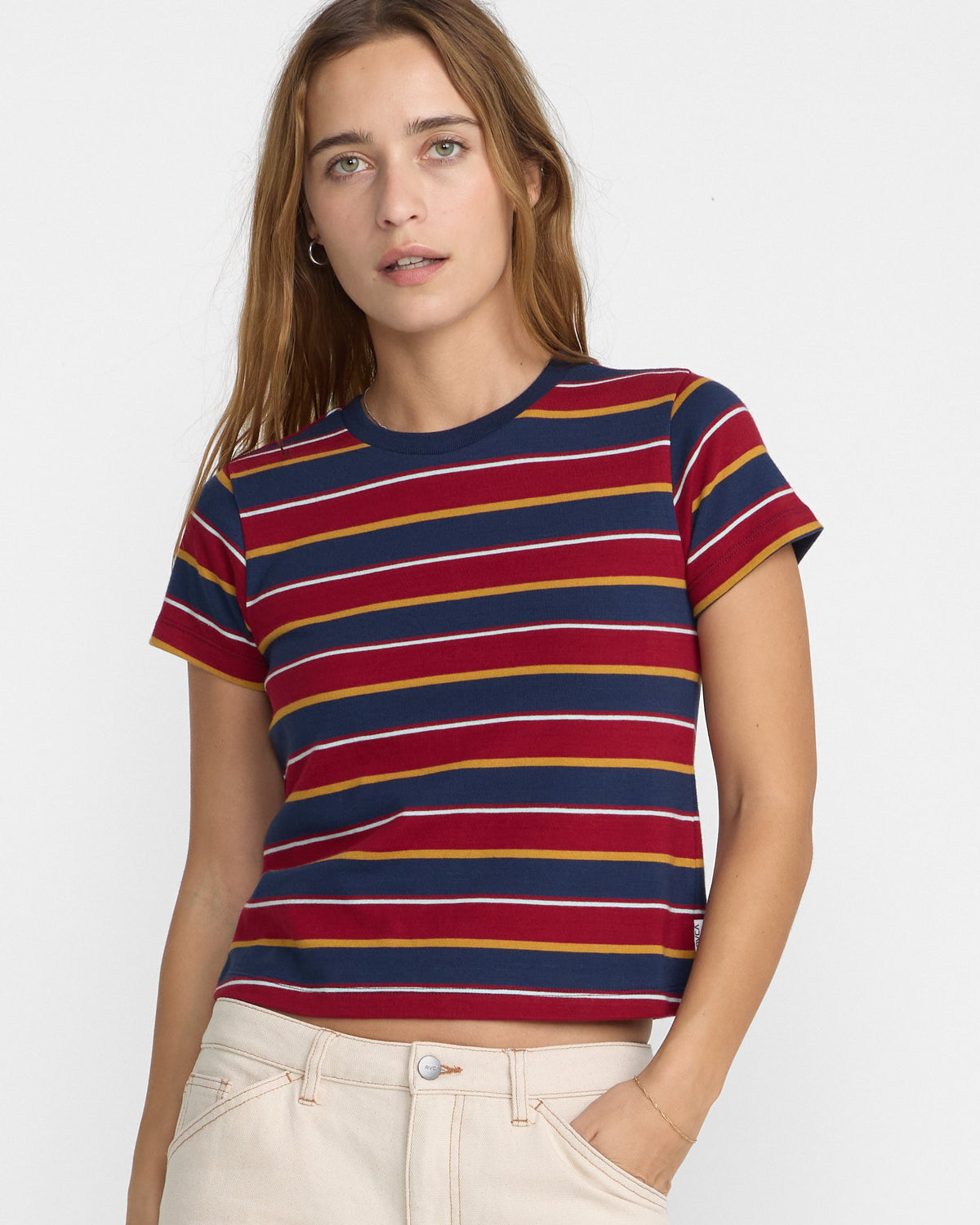 RVCA Unbound Baby Tee Navy on model