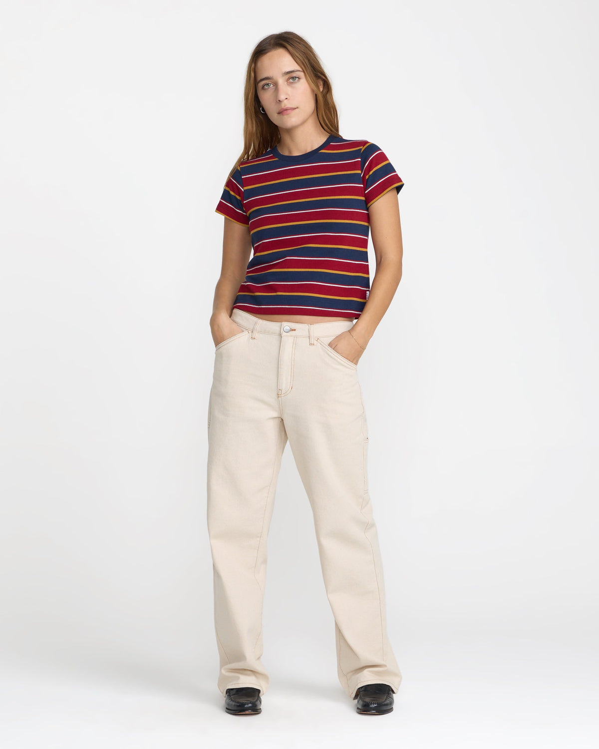 RVCA Unbound Baby Tee Navy on model