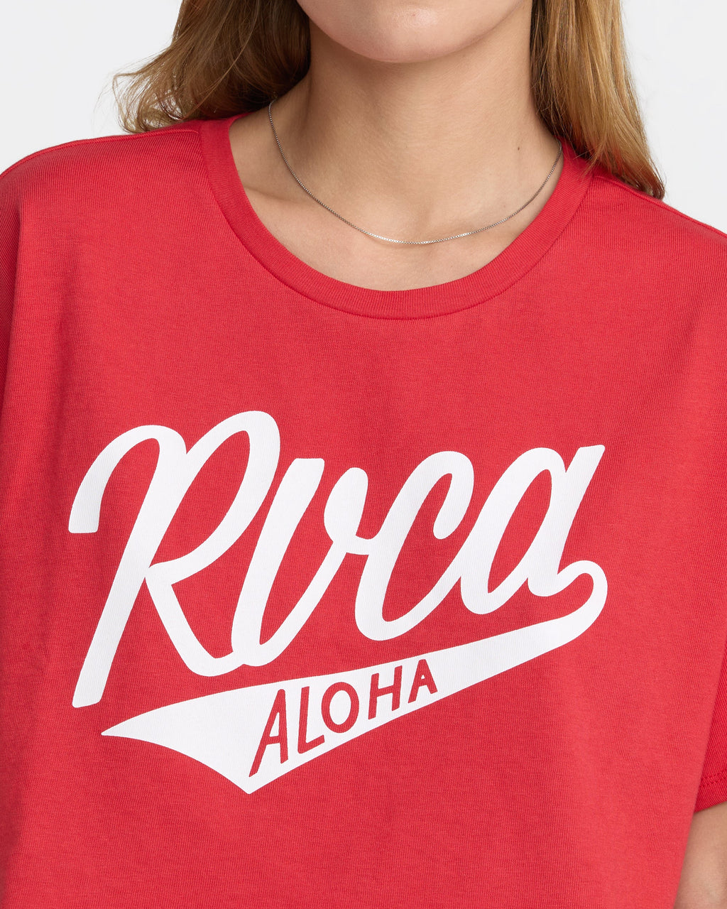 RVCA Game Day Boxy Crop Tee Baja Red detail