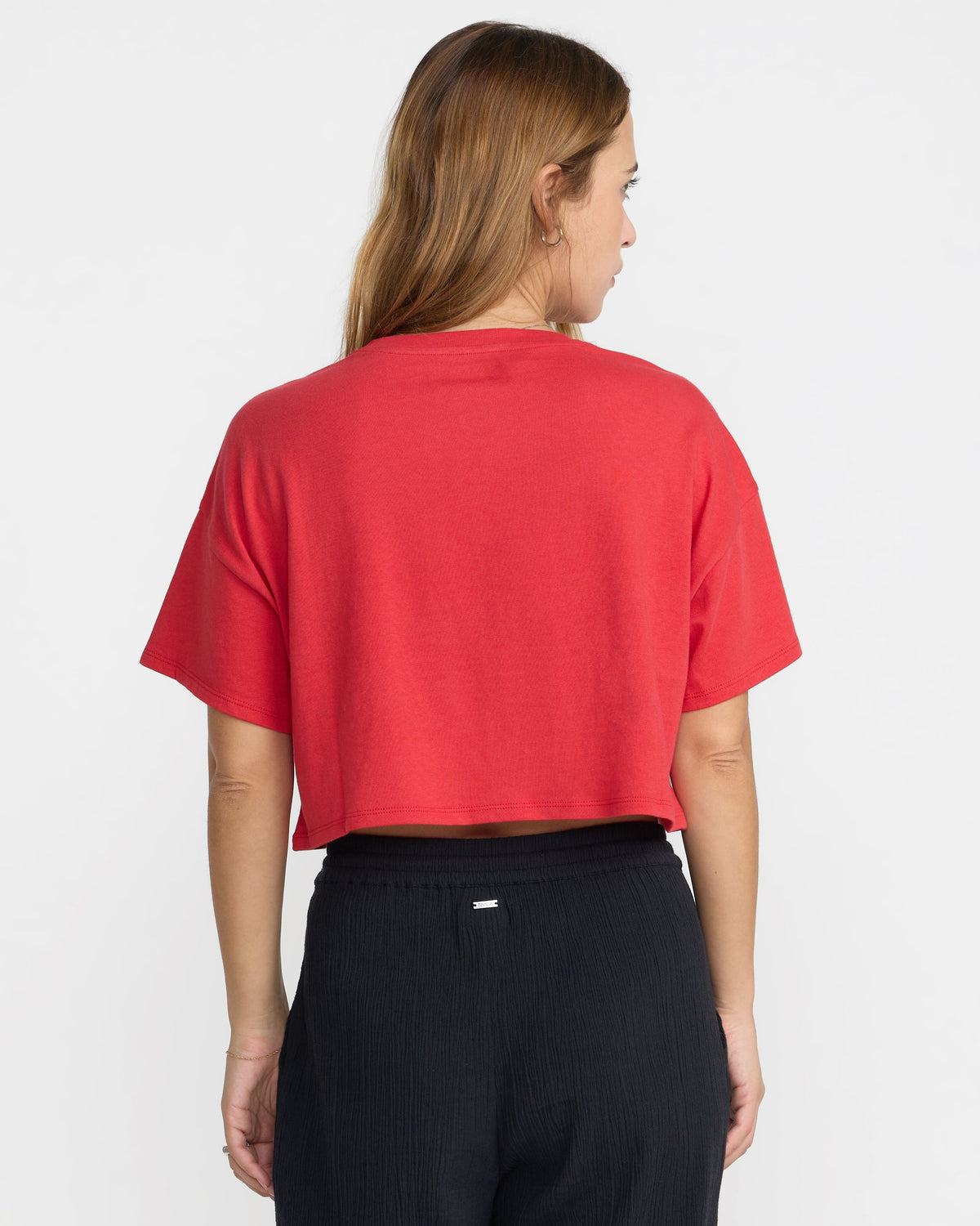 RVCA Game Day Boxy Crop Tee Baja Red back