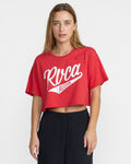 RVCA Game Day Boxy Crop Tee Baja Red front