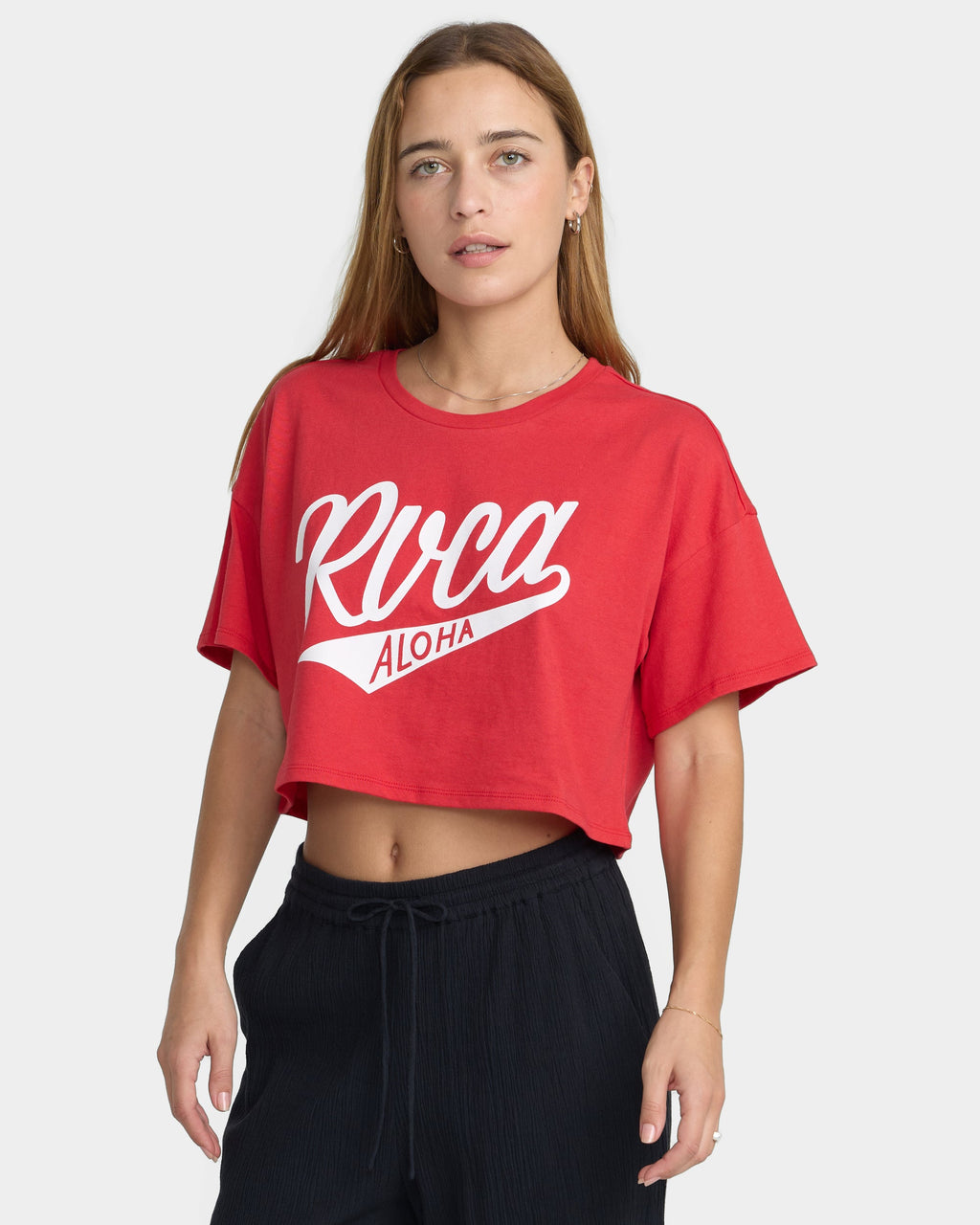 RVCA Game Day Boxy Crop Tee Baja Red side