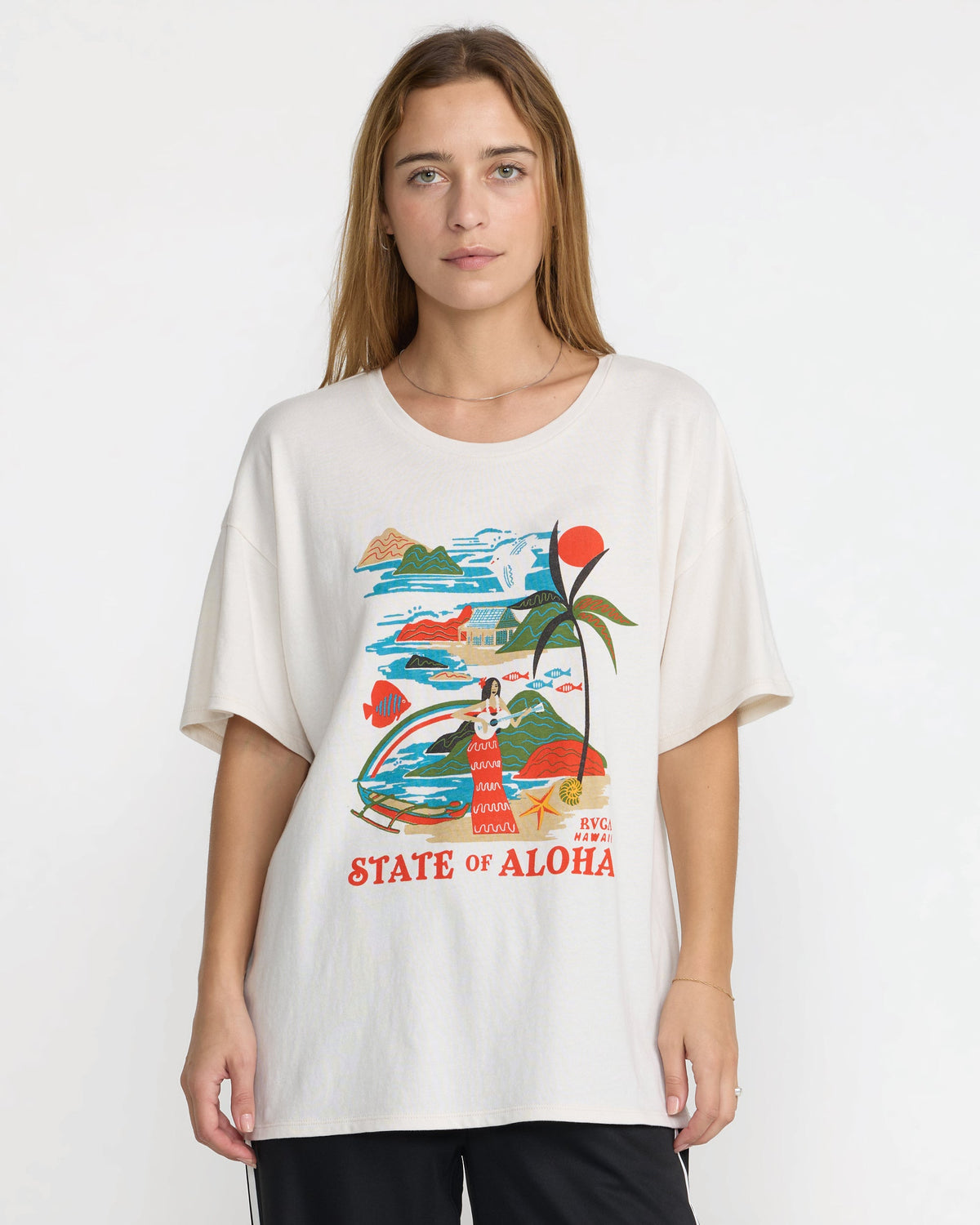 RVCA Visitor Oversized Tee Cloud front