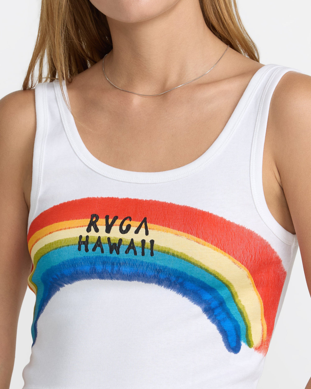 RVCA Rainbow Spray Scoop Tank Whisper White detail