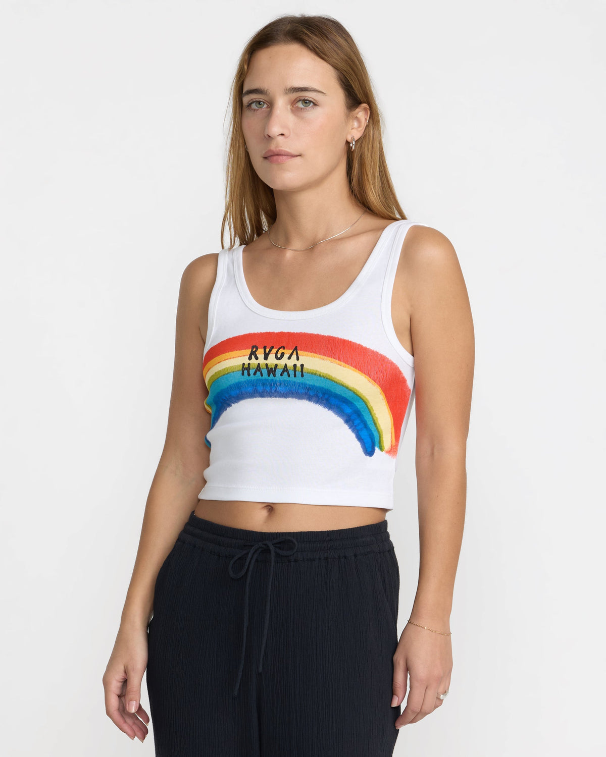 RVCA Rainbow Spray Scoop Tank Whisper White front