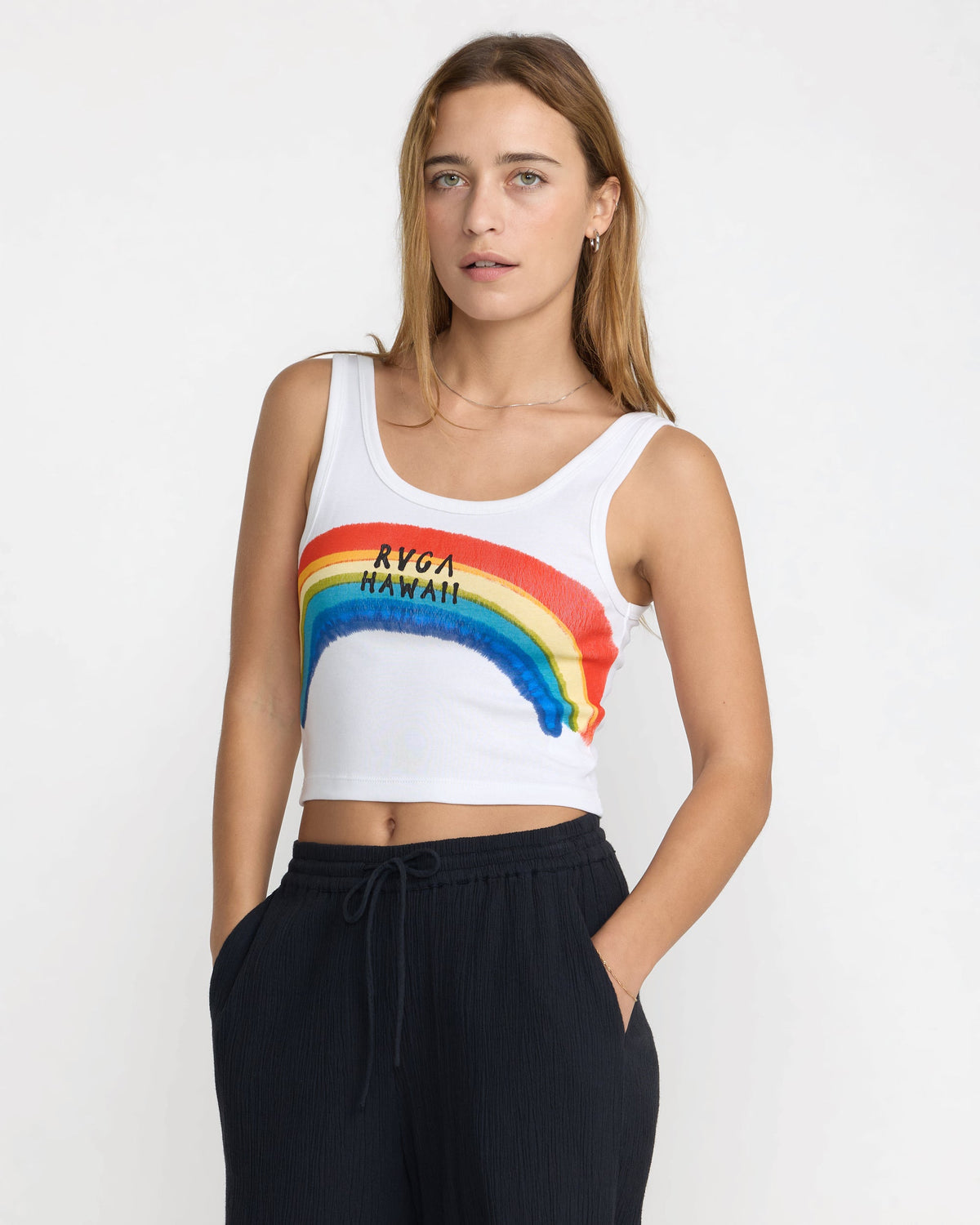 RVCA Rainbow Spray Scoop Tank Whisper White side