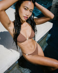 RVCA Crinkle Beaded Triangle Bikini Top Chocolate