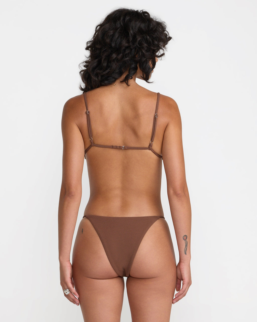 RVCA Crinkle Beaded Triangle Bikini Top Chocolate back