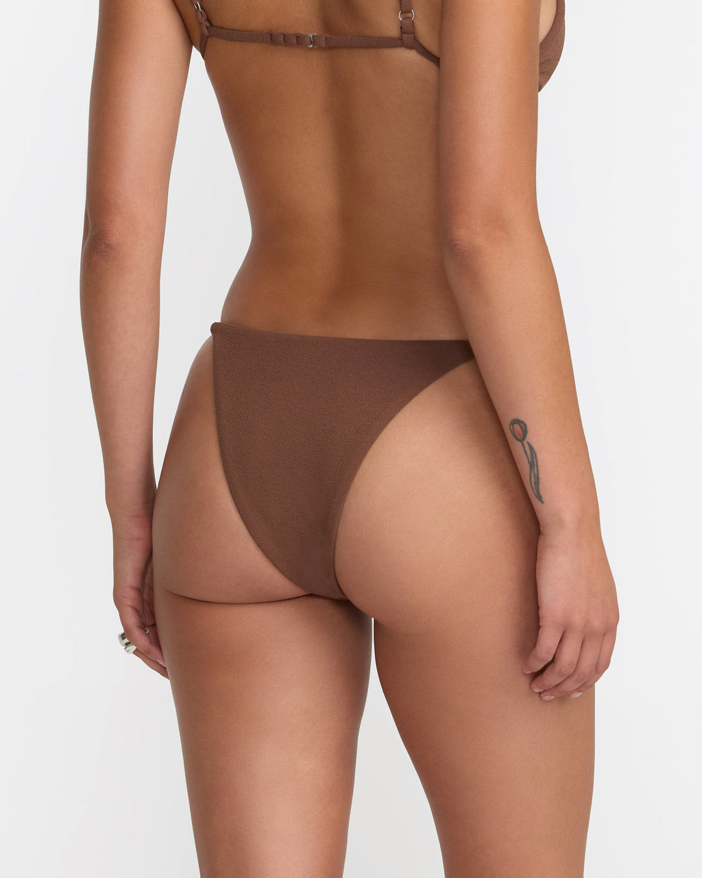 RVCA Crinkle Beaded Skimpy Bikini Bottom Chocolate side
