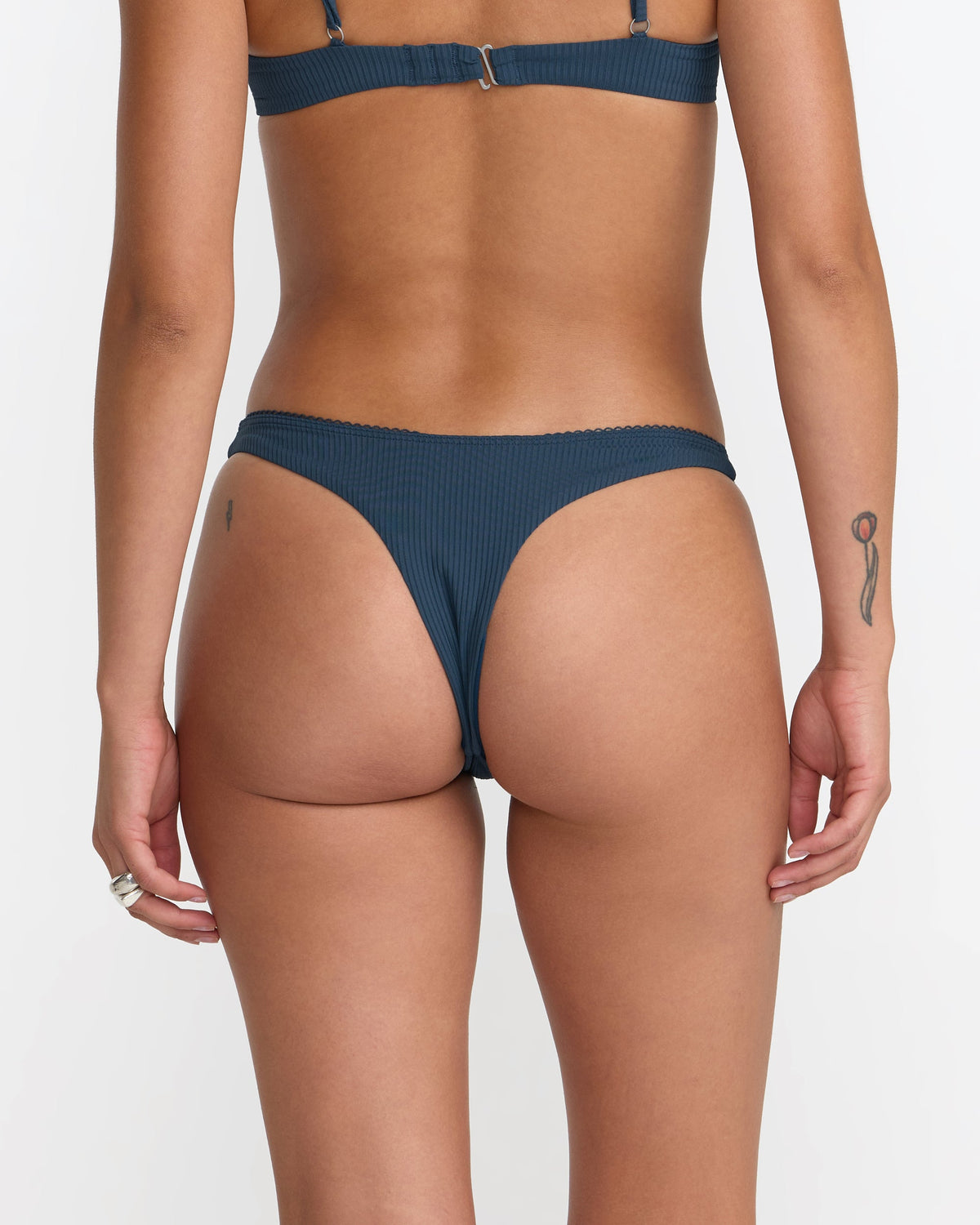 RVCA Flat Rib Ultra Skimpy Bikini Bottom Blue Slate side