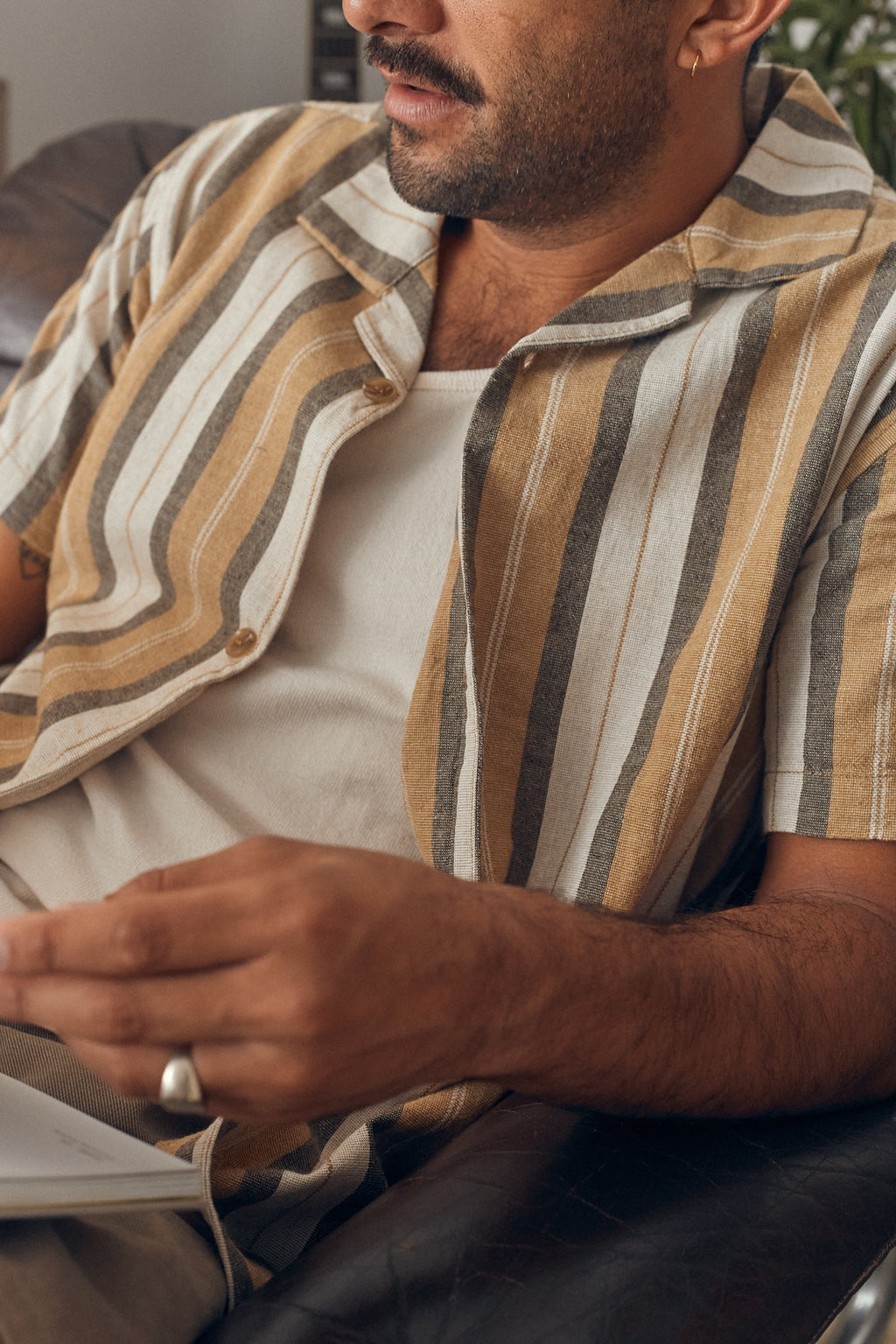 Rhythm Vacation Stripe SS Shirt Sand