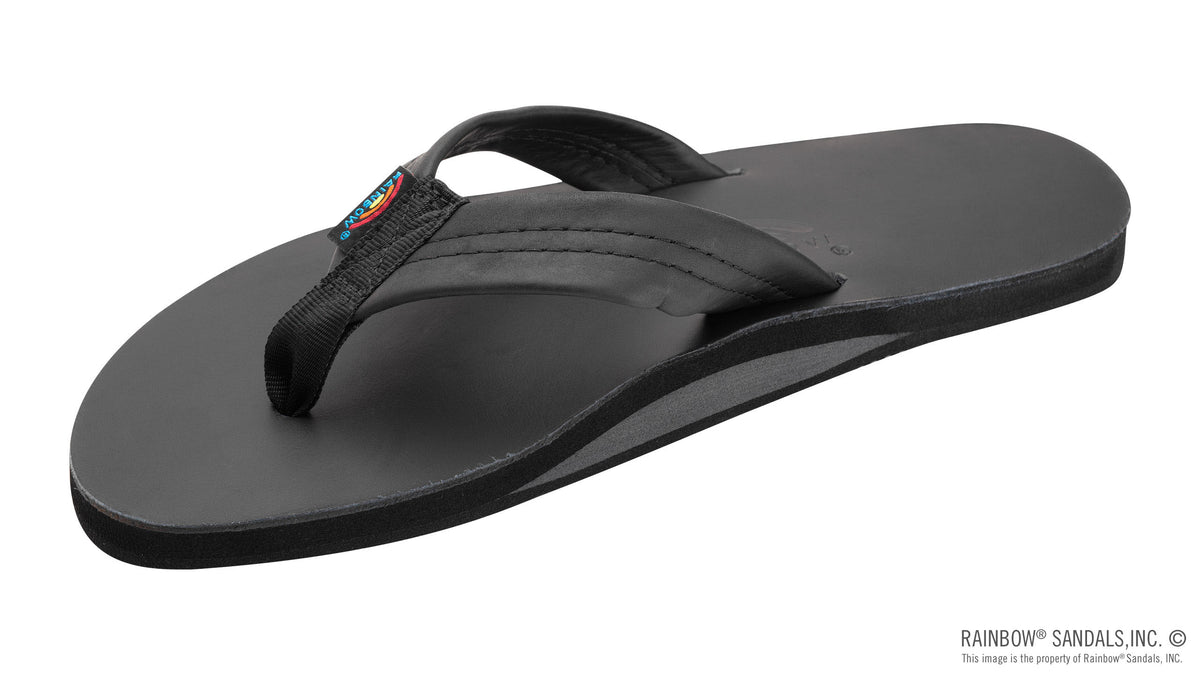 Rainbow Mens Classic Black Single Layer Classic Leather with Arch Support