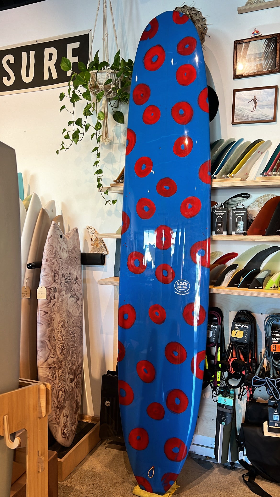 B.Clem Surfboards 9'4 Brochacho Longboard Blue/Red