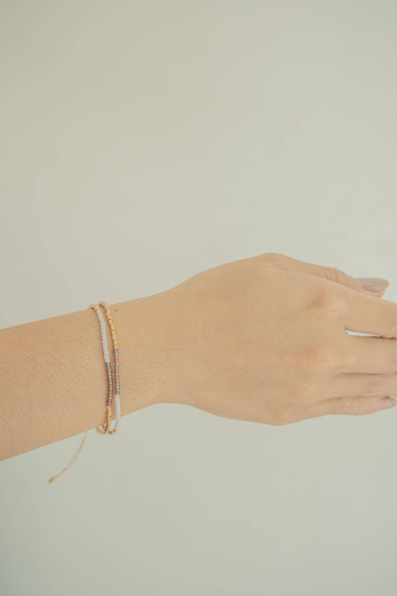 Golden Beaded Bracelet: White