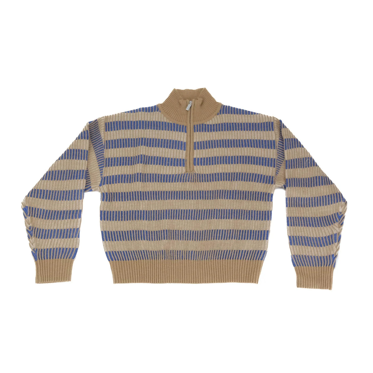 Rhythm Estelle Quarter Zip Striped Knit-Cobal