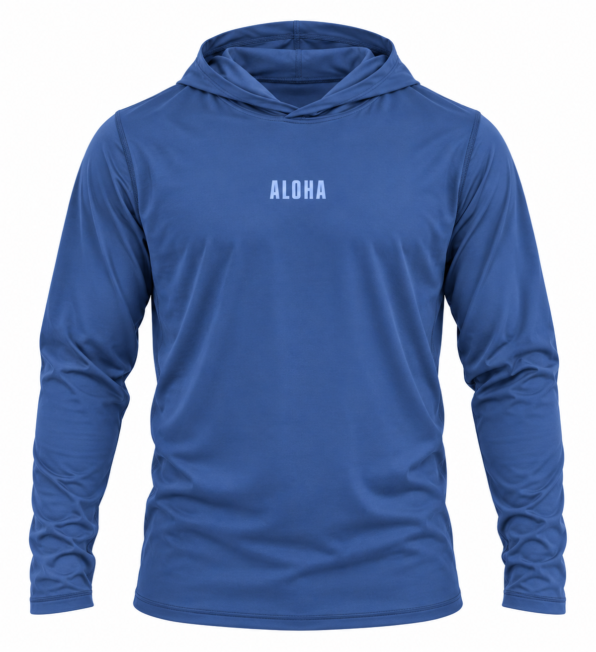 SantoLoco Hooded Long Sleeve Aloha Performance Shirt - Grey Blue