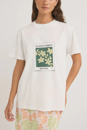 Rhythm Flower Market Boyfriend Tee White