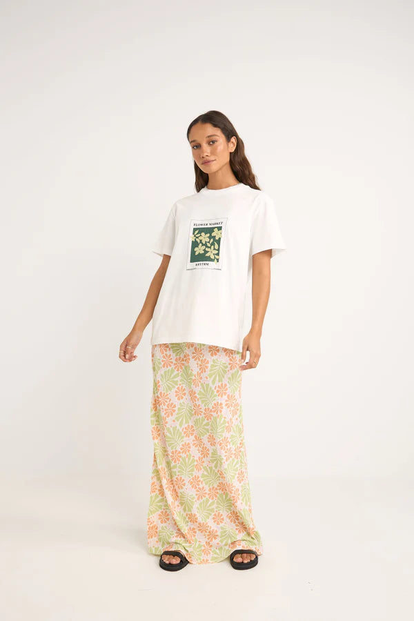 Rhythm Flower Market Boyfriend Tee White