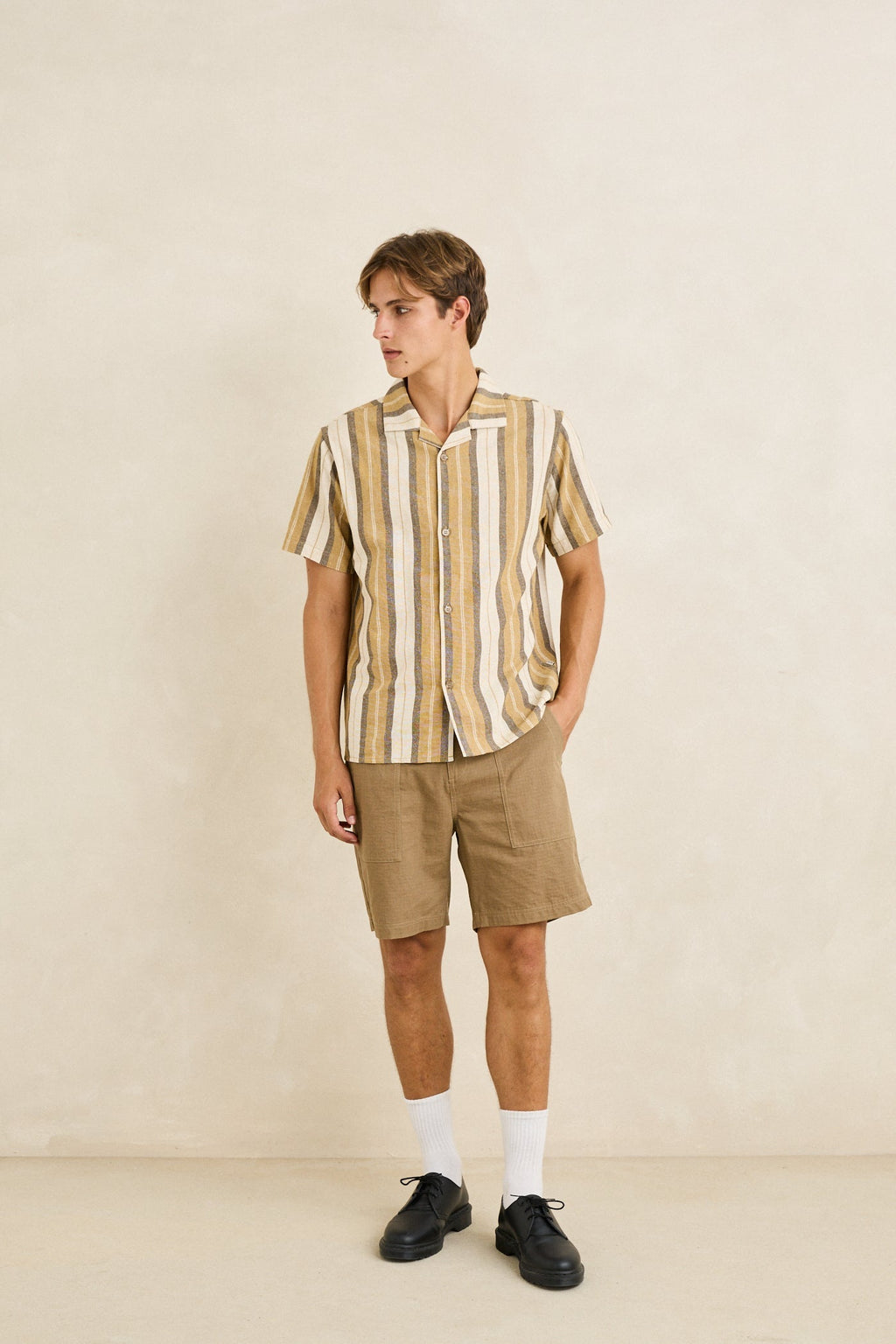 Rhythm Vacation Stripe SS Shirt Sand