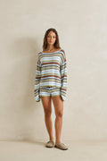 Rhythm Frankie Stripe Knit Top Marine Green
