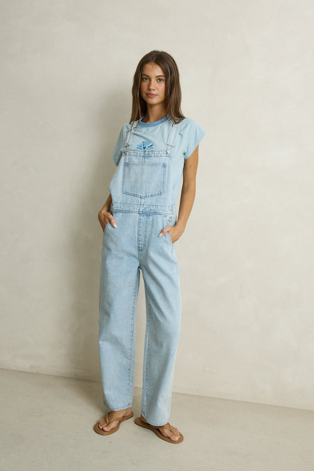 Rhythm Lani Denim Overalls Light Wash