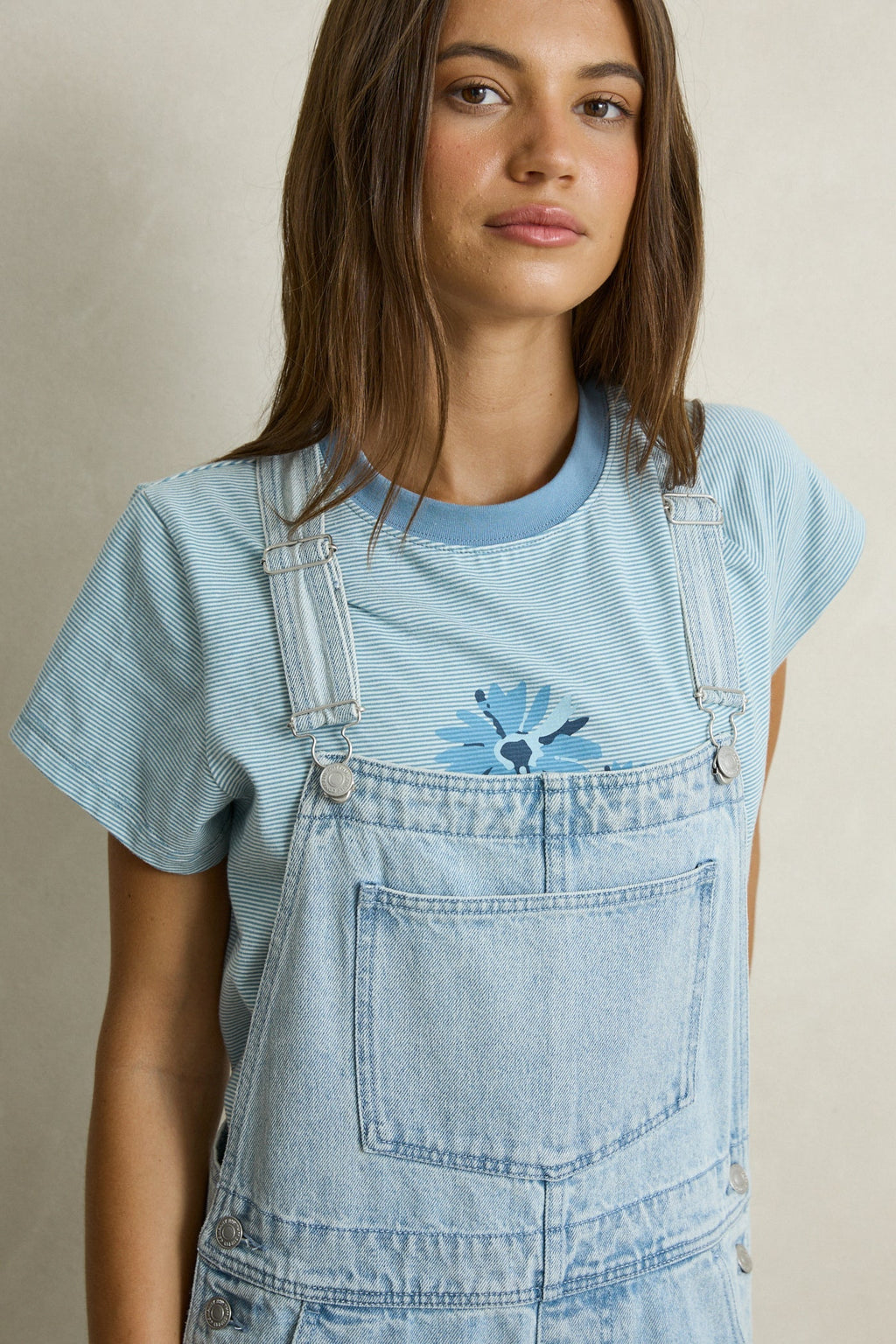 Rhythm Lani Denim Overalls Light Wash