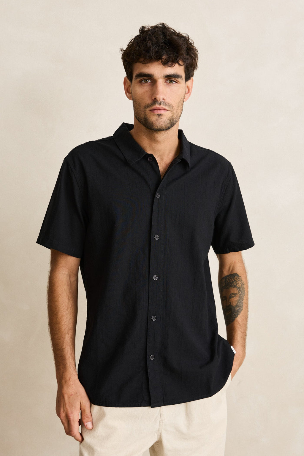 Rhythm Classic Linen SS Shirt Vintage Black
