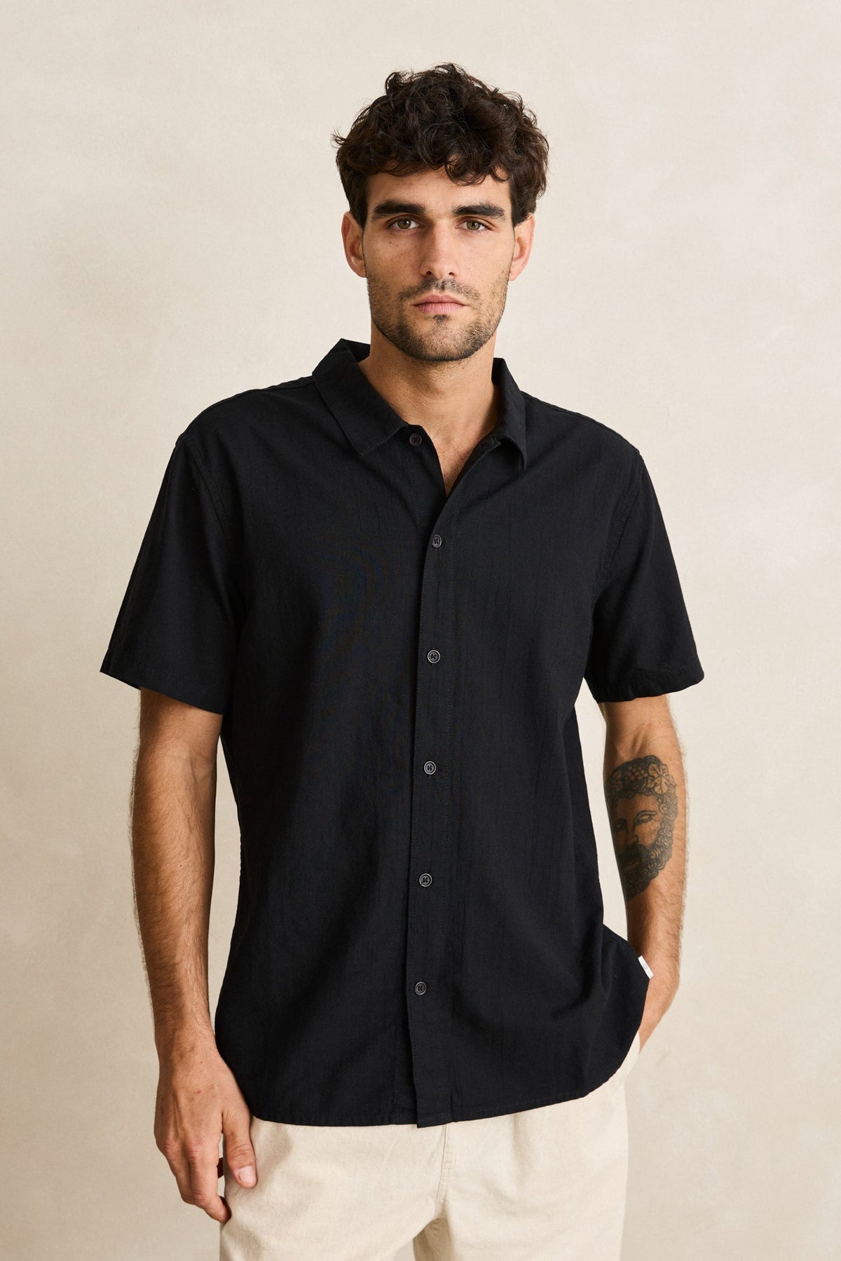 Rhythm Classic Linen SS Shirt Vintage Black