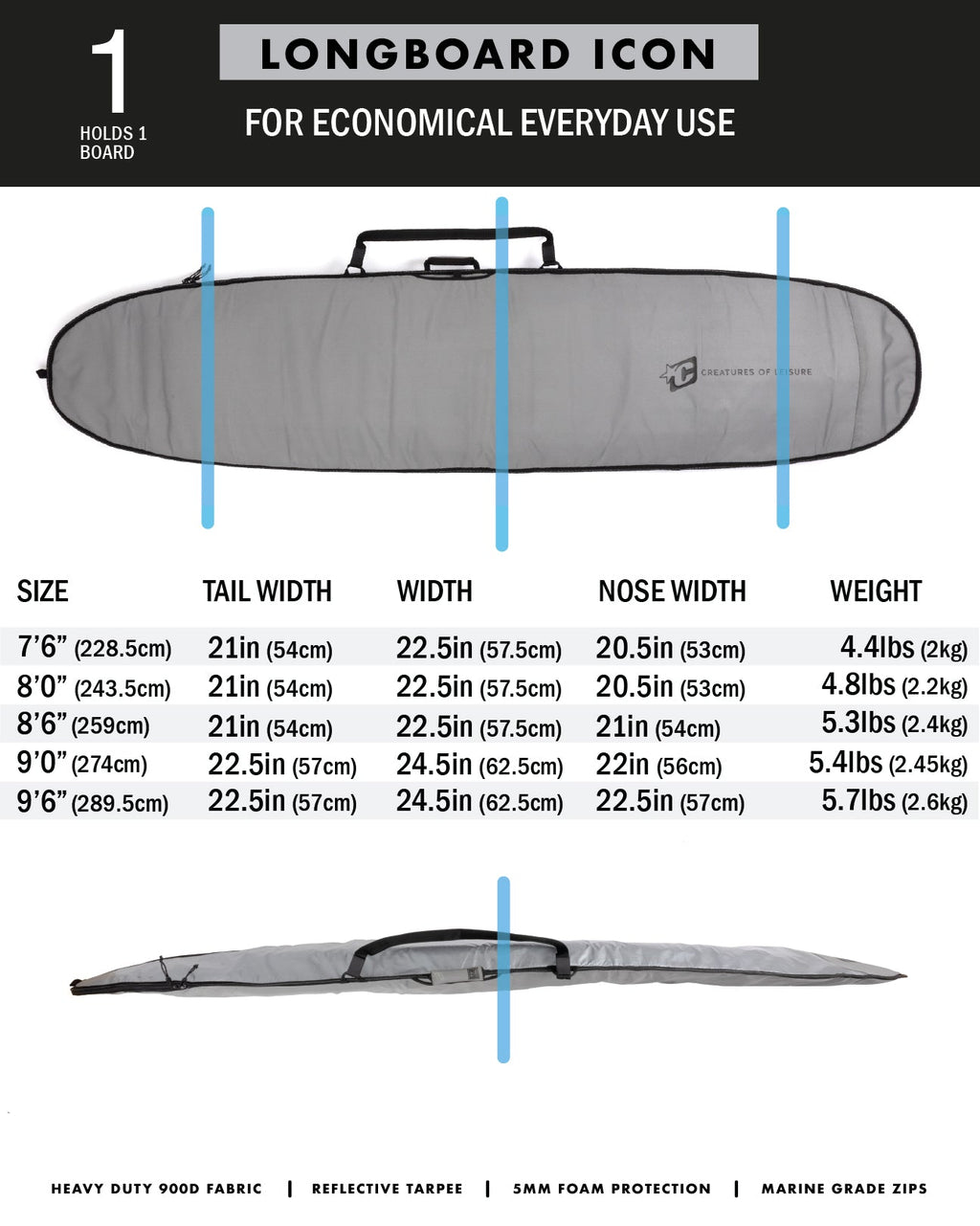 Creatures Of Leisure Longboard Icon 10'0" Silver Black