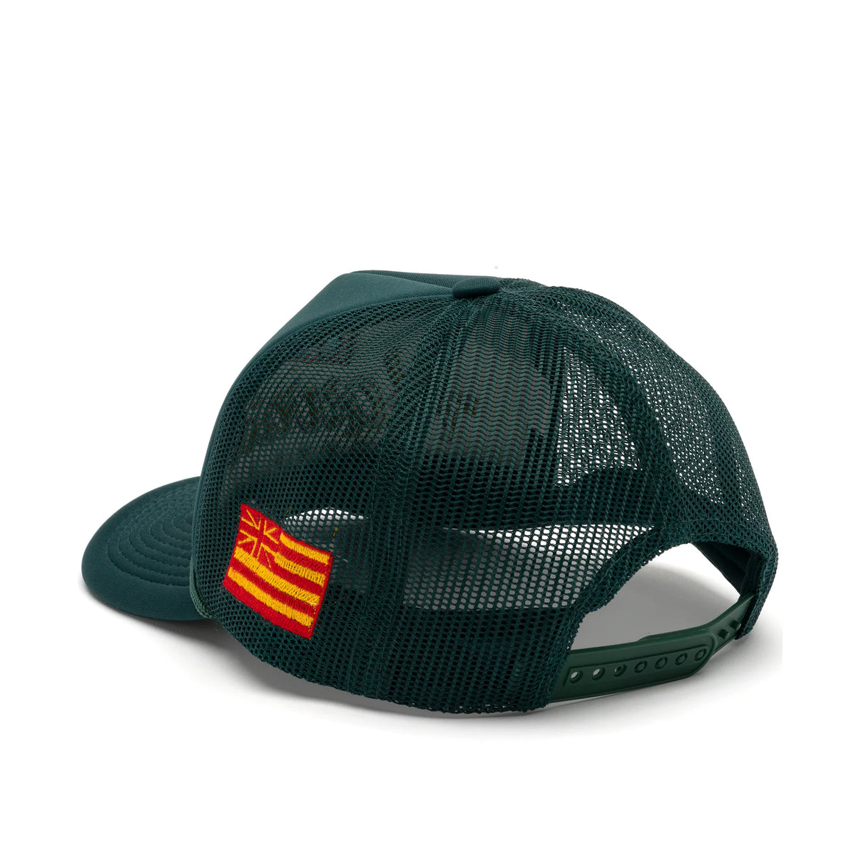 Florence Island Script Trucker Hat Dark Emerald