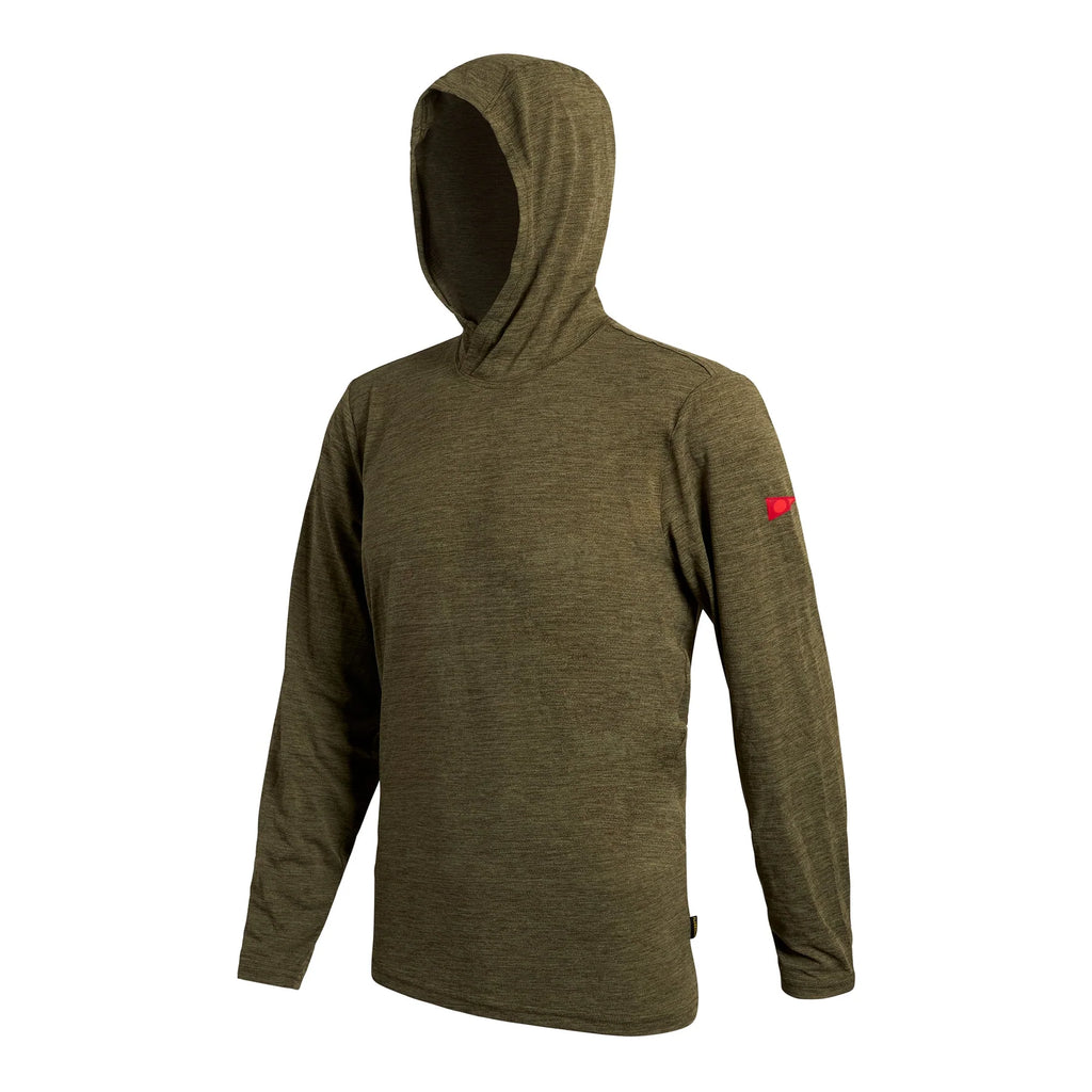 Florence Airtex Long Sleeve Hooded Shirt Heather Burnt Olive