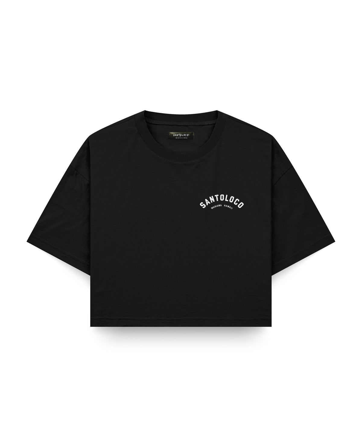 SantoLoco Women's Wahiawa Surfing is a Motorsport Crop Black