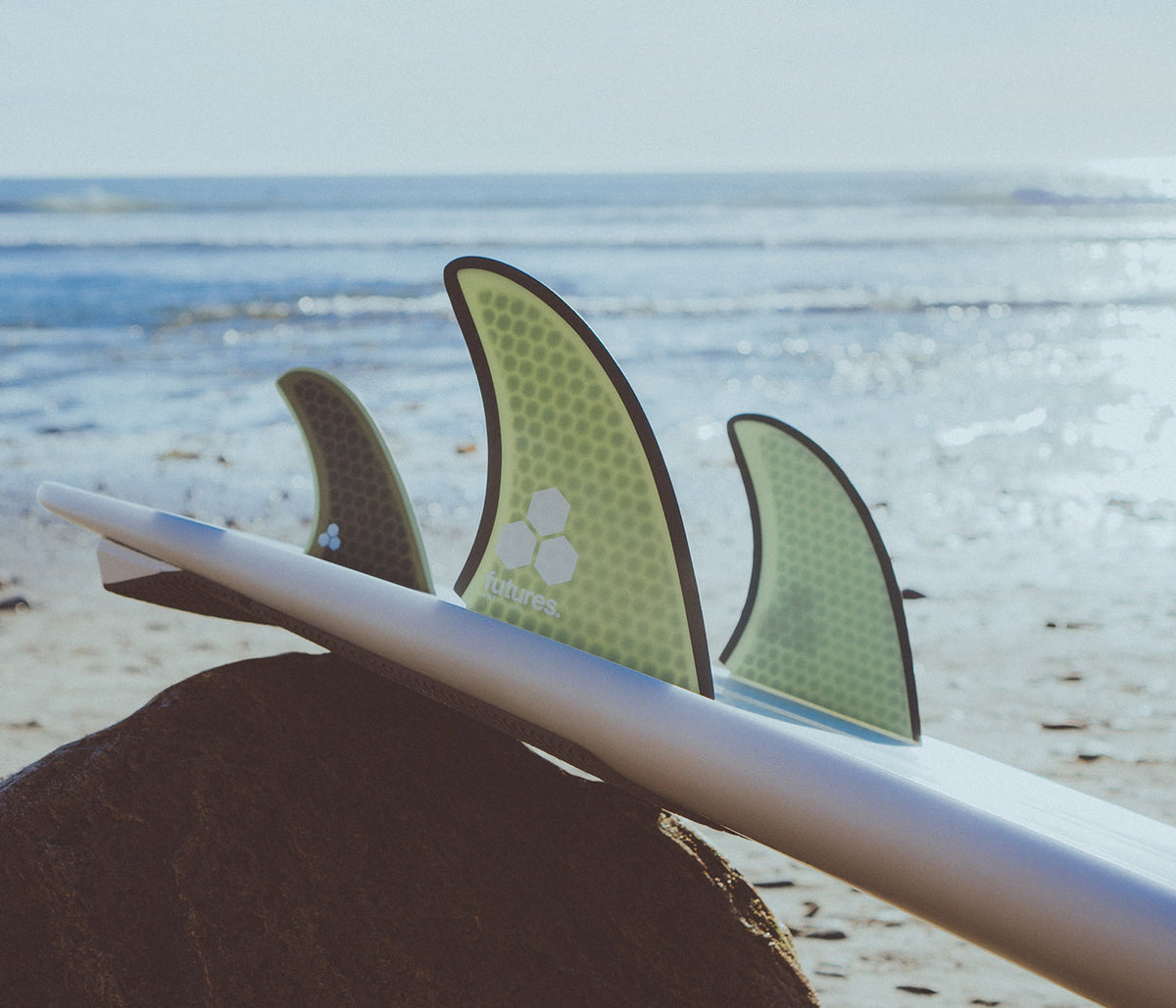 Futures Al Merrick Twin+1 fins on a board