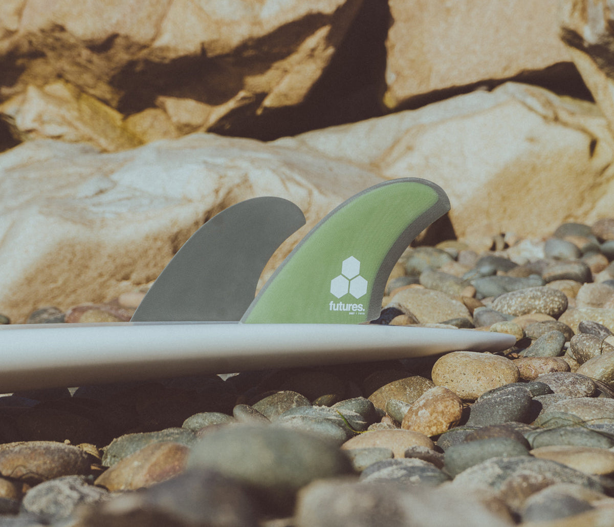 Futures Britt Merrick Fiberglass Twin Fins Green/Grey - SantoLoco Hawaii