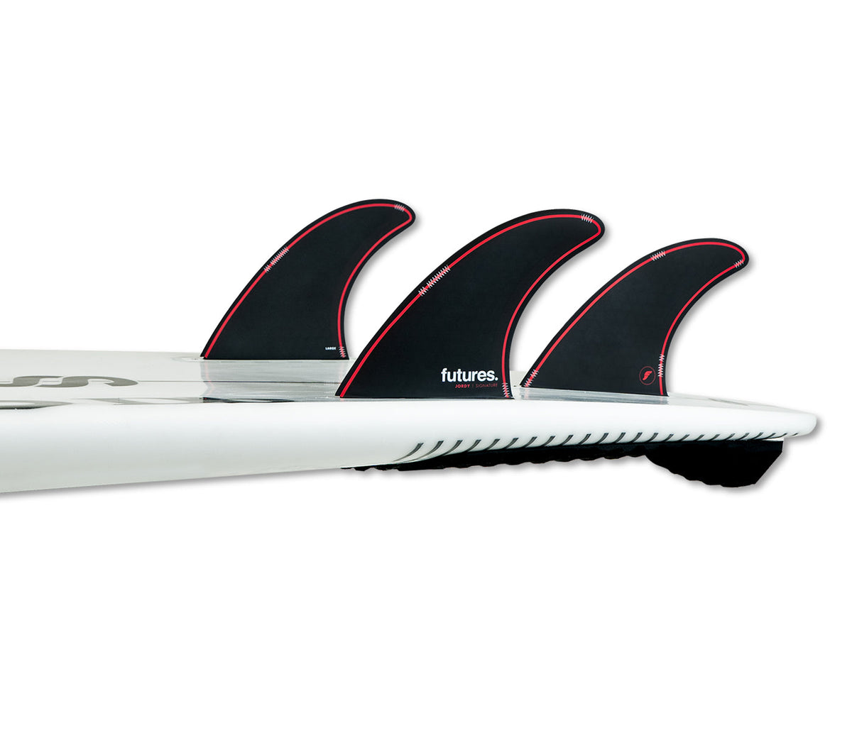 Futures Jordy Smith Large Honeycomb Thruster Fins Black/Red - SantoLoco Hawaii
